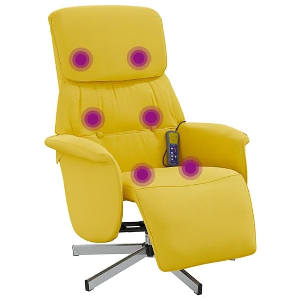 vidaXL Massagefåtölj med fotstöd ljusgul tyg