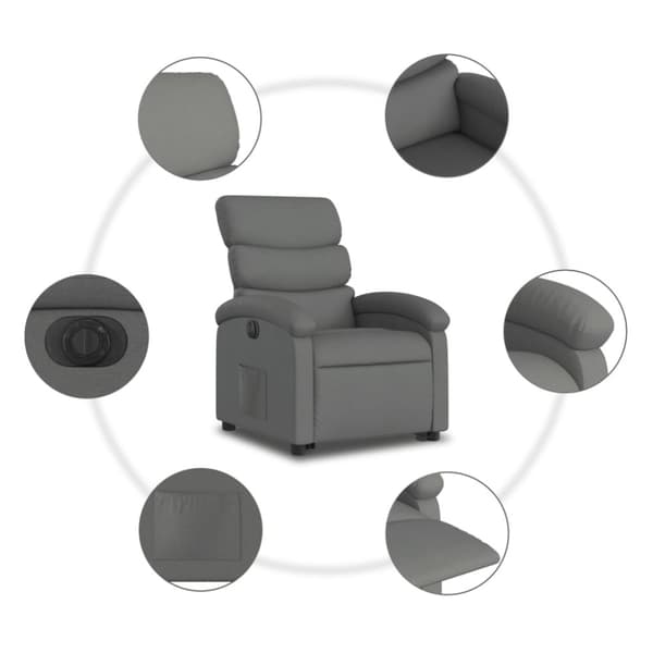 vidaXL Elektrisk reclinerfåtölj med uppresningshjälp mörkgrå tyg