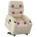 Miniatyrbild 2 av 9: vidaXL Massagefåtölj med uppresningshjälp gräddvit konstläder