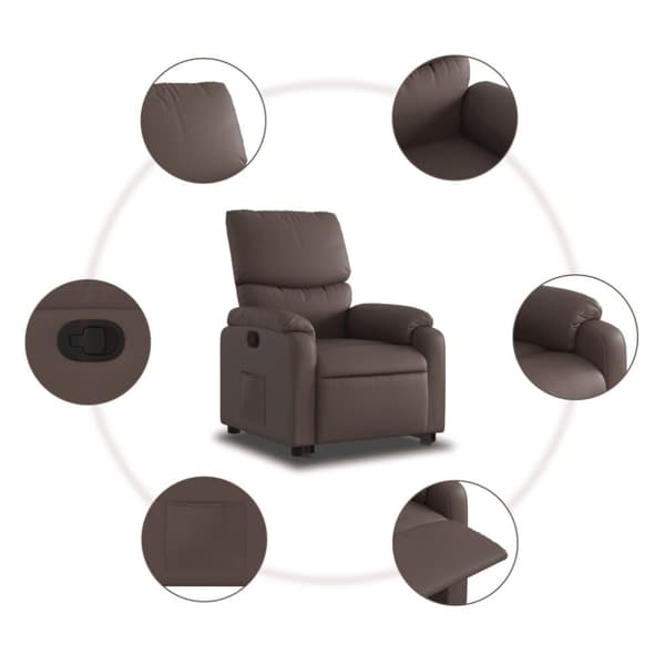 vidaXL Reclinerfåtölj med uppresningshjälp brun konstläder