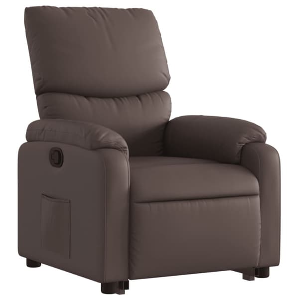 vidaXL Reclinerfåtölj med uppresningshjälp brun konstläder