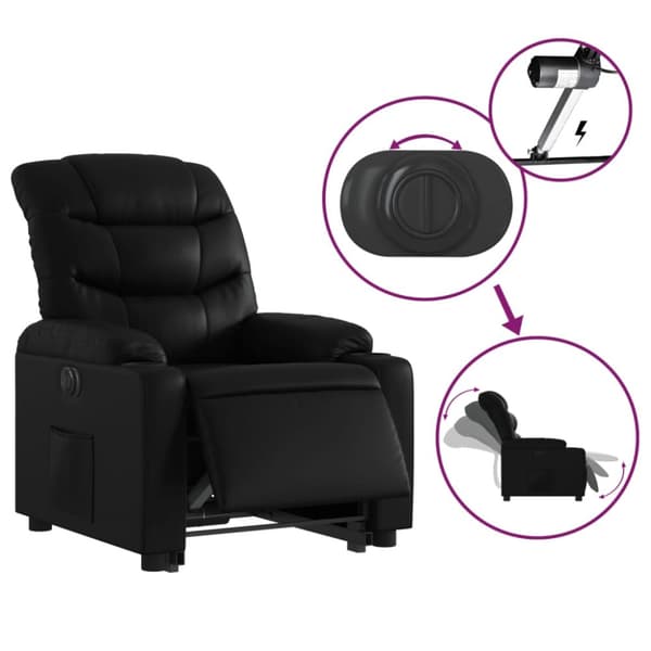 vidaXL Reclinerfåtölj med uppresningshjälp svart konstläder