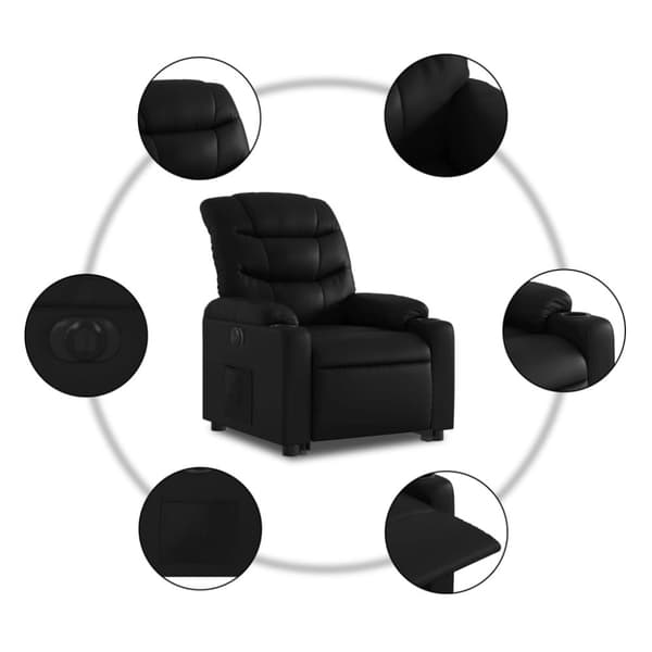 vidaXL Reclinerfåtölj med uppresningshjälp svart konstläder