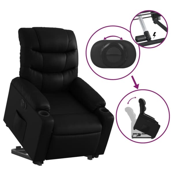 vidaXL Reclinerfåtölj med uppresningshjälp svart konstläder