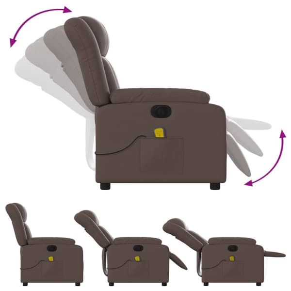 vidaXL Elektrisk massagefåtölj brun konstläder