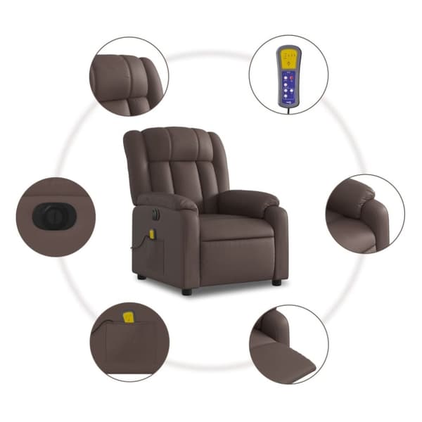 vidaXL Elektrisk massagefåtölj brun konstläder