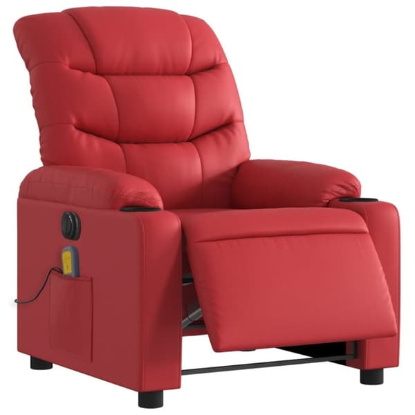 vidaXL Elektrisk massagefåtölj röd konstläder