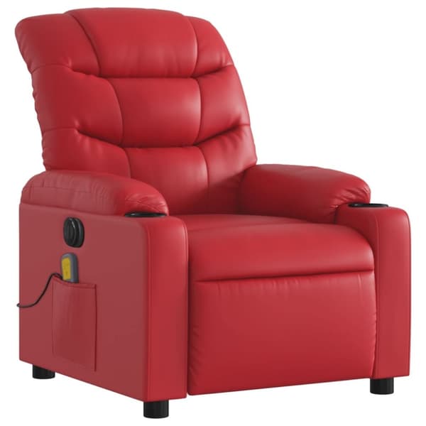 vidaXL Elektrisk massagefåtölj röd konstläder