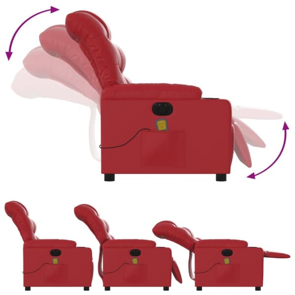 vidaXL Elektrisk massagefåtölj röd konstläder