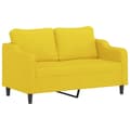 Miniatyrbillede 4 af 8: vidaXL 2-personers sofa med pyntepuder 140 cm stof lysegul