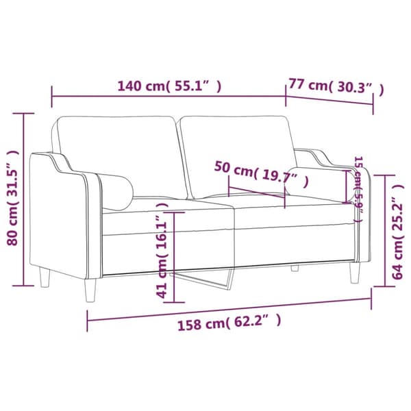vidaXL 2-personers sofa med pyntepuder 140 cm stof lysegul