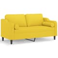 Miniatyrbillede 2 af 8: vidaXL 2-personers sofa med pyntepuder 140 cm stof lysegul