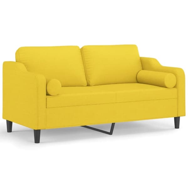 vidaXL 2-personers sofa med pyntepuder 140 cm stof lysegul