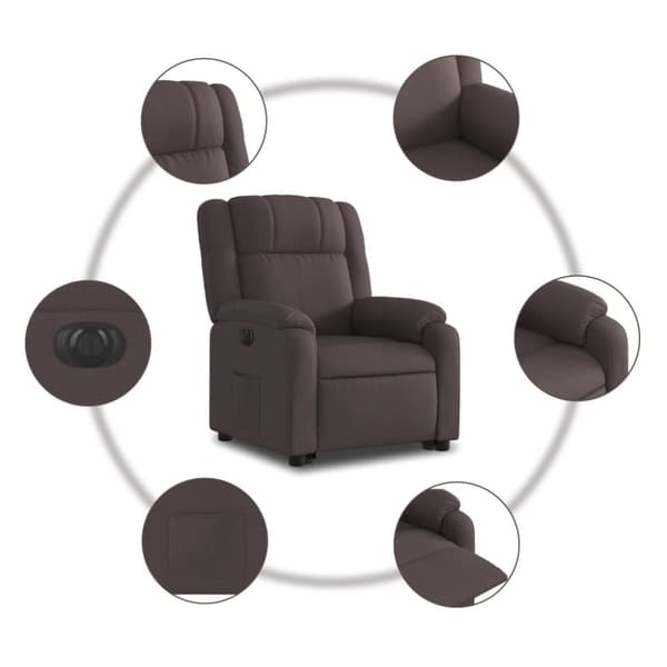 vidaXL Elektrisk reclinerfåtölj med uppresningshjälp brun tyg