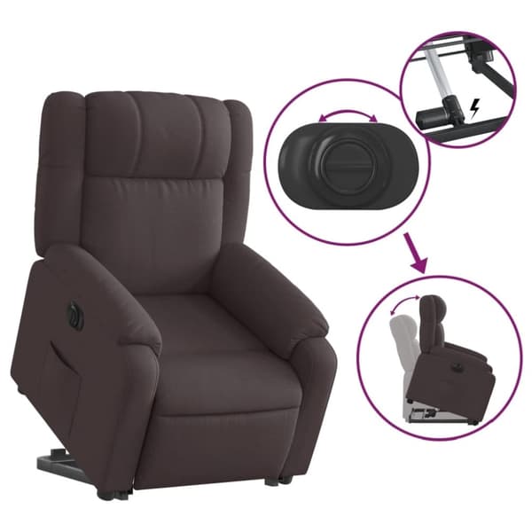 vidaXL Elektrisk reclinerfåtölj med uppresningshjälp brun tyg