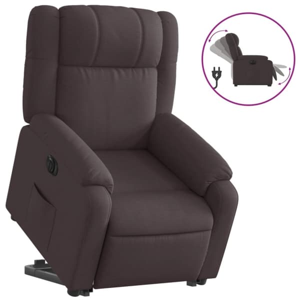 vidaXL Elektrisk reclinerfåtölj med uppresningshjälp brun tyg