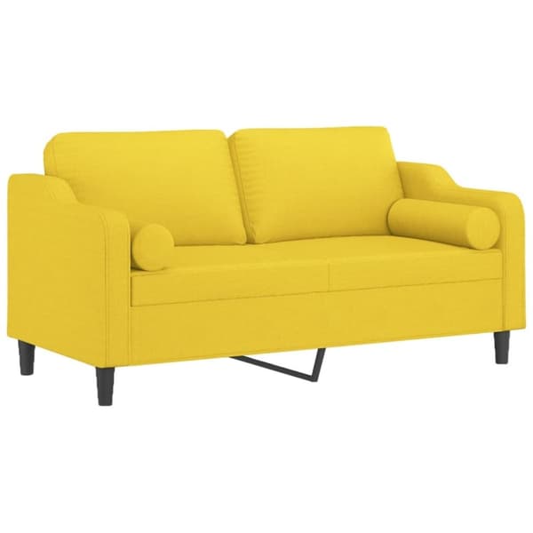 vidaXL 2-sits soffa med prydnadskuddar ljusgul 140 cm tyg