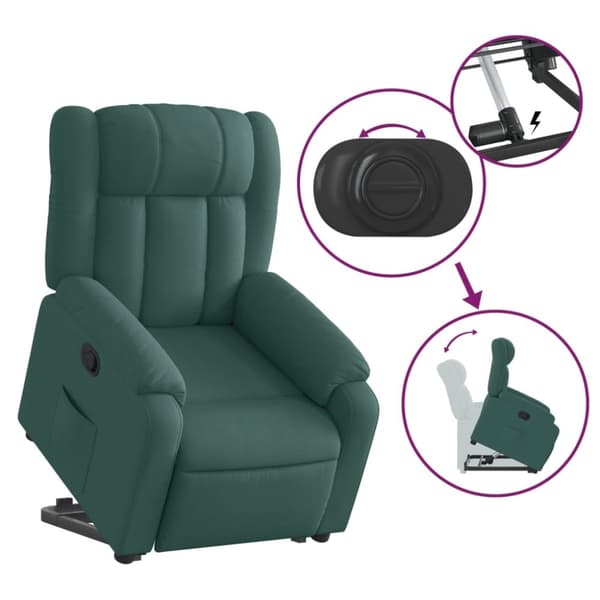 vidaXL Reclinerfåtölj med uppresningshjälp mörkgrön tyg