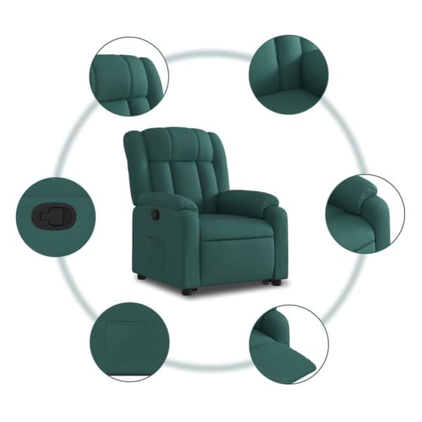 vidaXL Reclinerfåtölj med uppresningshjälp mörkgrön tyg