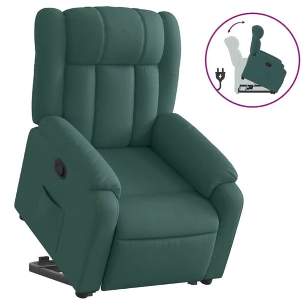 vidaXL Reclinerfåtölj med uppresningshjälp mörkgrön tyg