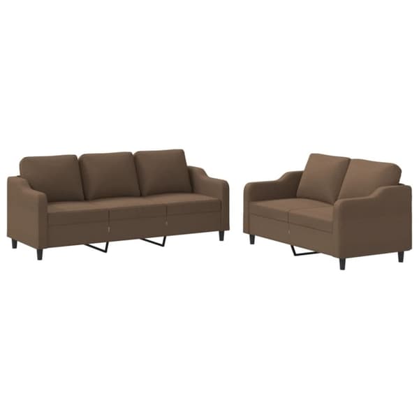 vidaXL sofasæt 2 dele med hynder stof brun
