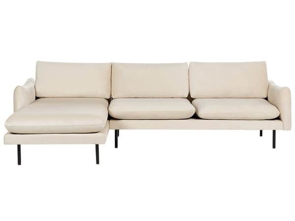 Hjørnesofa Lysbeige fløyelsstoff Svarte ben Moderne retrostil