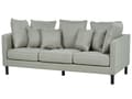 Miniatyrbillede 4 af 11: Grå veloursofa med 3 siddepladser og 6 pyntepuder i retrostil