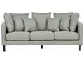 Miniatyrbillede 1 af 11: Grå veloursofa med 3 siddepladser og 6 pyntepuder i retrostil