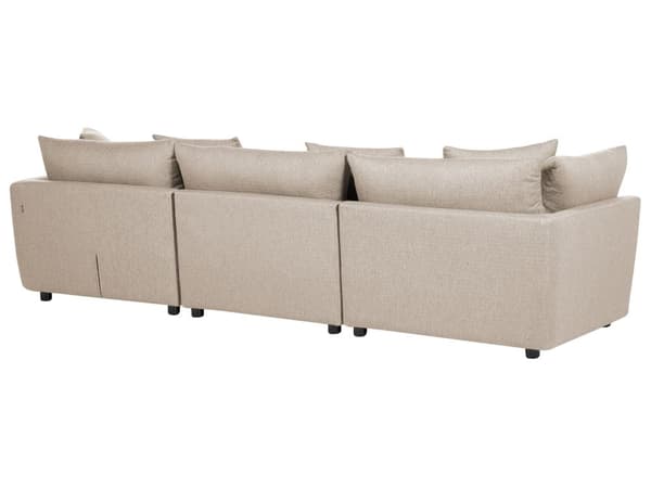 Sofa Beige Polyester 3 Personers Tyk Polstret Dyb Blød Stofsofa med Fodskammel til Stuen Moderne Inspiration Stue Møbel Moderne