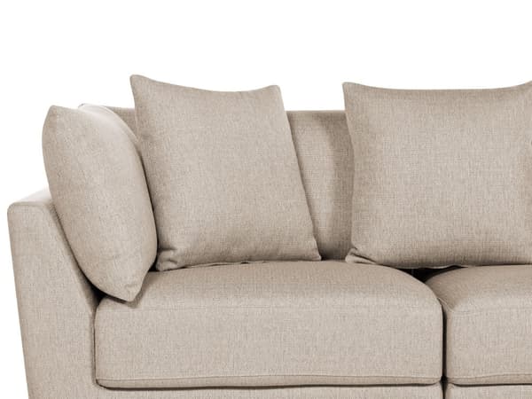 Sofa Beige Polyester 3 Personers Tyk Polstret Dyb Blød Stofsofa med Fodskammel til Stuen Moderne Inspiration Stue Møbel Moderne