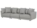 Miniatyrbillede 4 af 11: Sofa Grå Polyester 3 Personers Tyk Polstret Dyb Blød Stofsofa med Fodskammel til Stuen Moderne Inspiration Stue Møbel Moderne