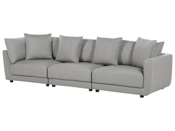 Sofa Grå Polyester 3 Personers Tyk Polstret Dyb Blød Stofsofa med Fodskammel til Stuen Moderne Inspiration Stue Møbel Moderne