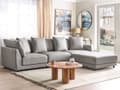 Miniatyrbillede 2 af 11: Sofa Grå Polyester 3 Personers Tyk Polstret Dyb Blød Stofsofa med Fodskammel til Stuen Moderne Inspiration Stue Møbel Moderne