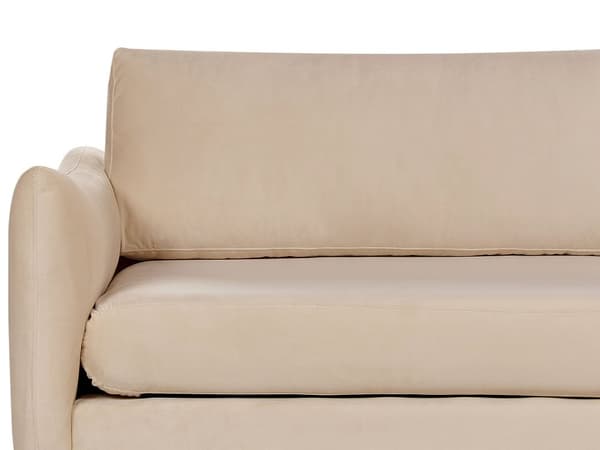 Soffa Beige Sammetstyg Svarta Soffben 3-sits Dynor Modern Retro-Stil Vardagsrum