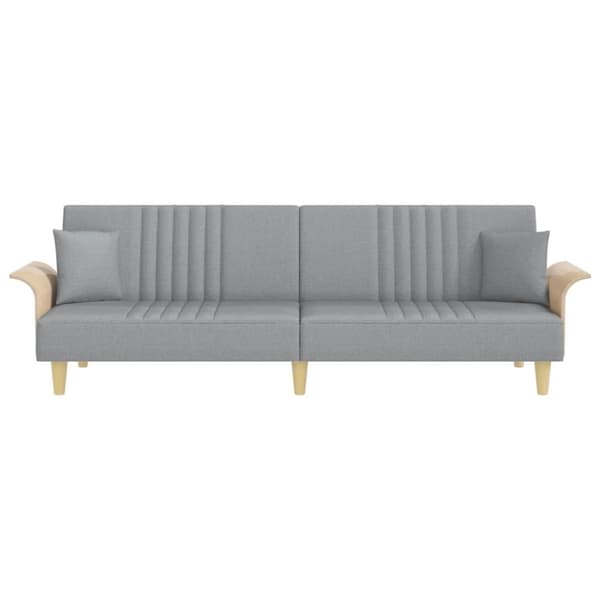 Bäddsoffa med armstöd ljusgrå tyg