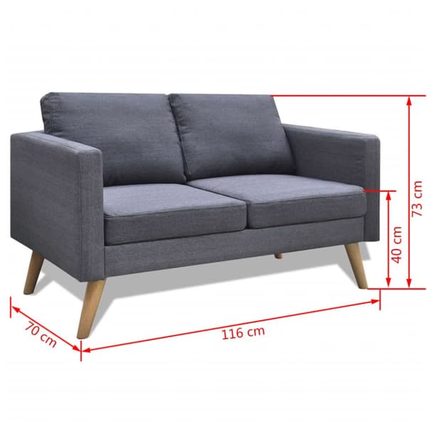 Soffa 2-sits tyg mörkgrå