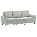 Miniatyrbillede 4 af 7: 3-personers sofa med fodskammel 180 cm velour lysegrå