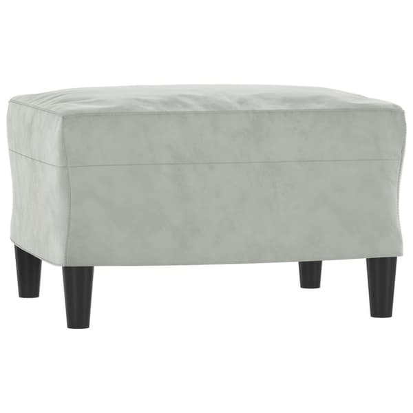 3-personers sofa med fodskammel 180 cm velour lysegrå