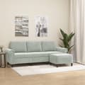 Miniatyrbillede 1 af 7: 3-personers sofa med fodskammel 180 cm velour lysegrå