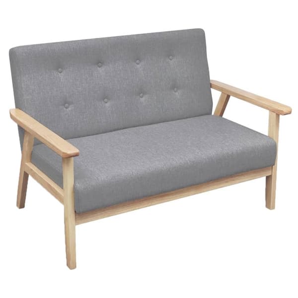 Soffgrupp 2 delar tyg ljusgrå