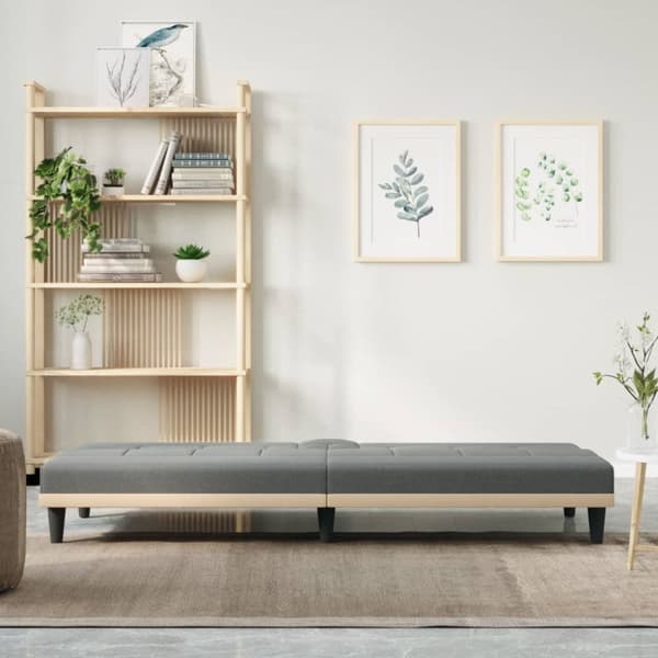 Bäddsoffa med mugghållare mörkgrå tyg