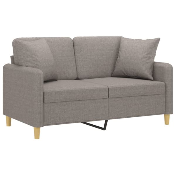 2-sits soffa med prydnadskuddar taupe 120 cm tyg