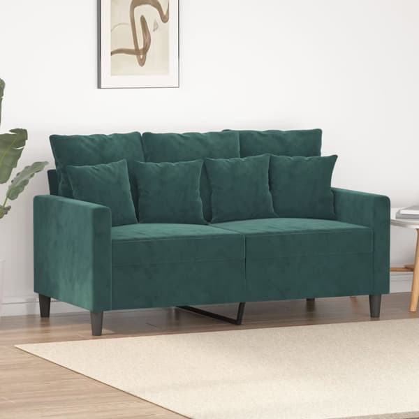 2-personers sofa 120 cm fløjl mørkegrøn