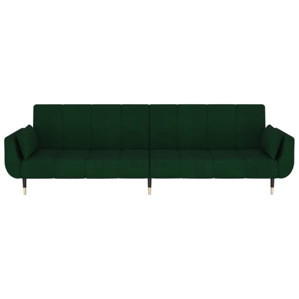 Bäddsoffa 2-sits med två kuddar mörkgrön sammet