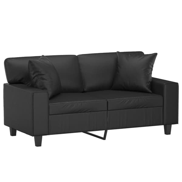 2-sits soffa med prydnadskuddar svart 120 cm konstläder