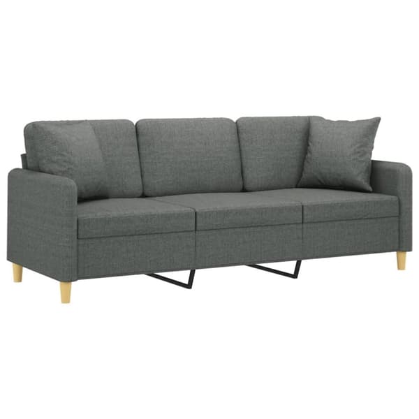 3-sits soffa med prydnadskuddar mörkgrå 180 cm tyg