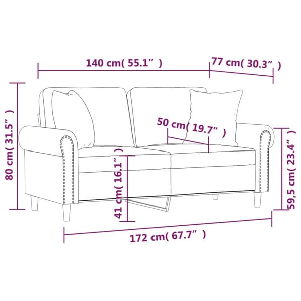 2-sits soffa med prydnadskuddar svart 140 cm konstläder