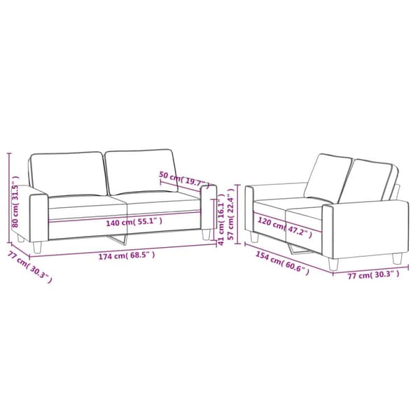 2-osainen lounge-setti, musta, verhoiltu kankaalla