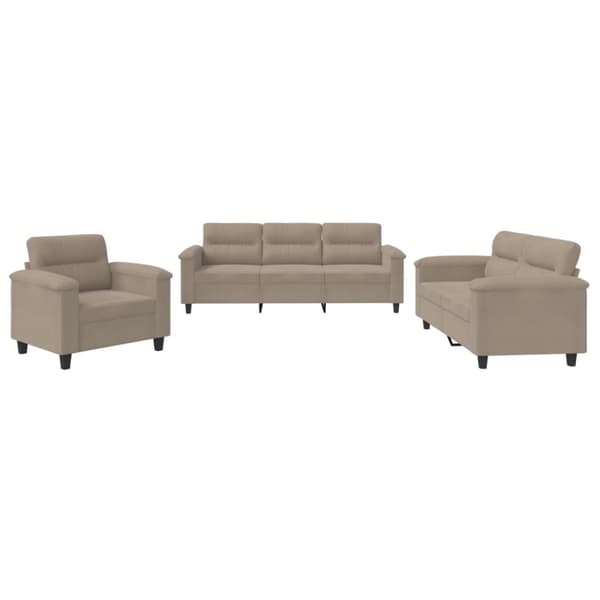 sofasæt 3 dele med hynder mikrofiberstof gråbrun