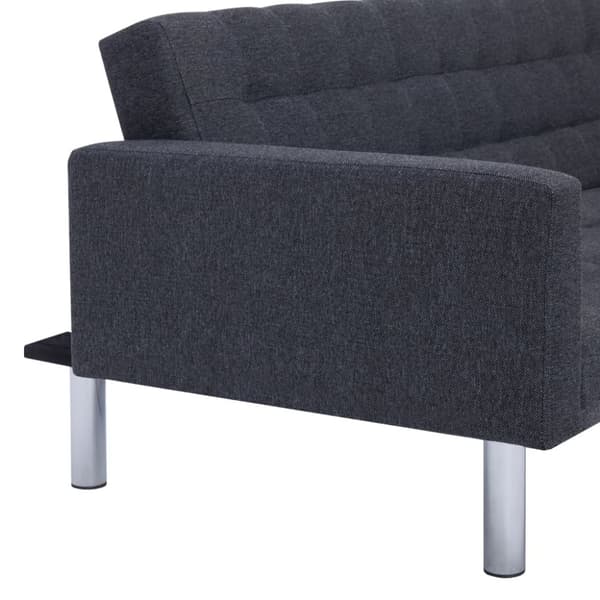 L-formad bäddsoffa mörkgrå polyester